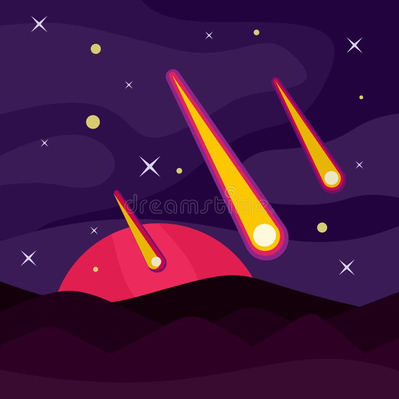 Concept van de meteoriet het stervormige banner, vlakke stijl royalty-vrije illustratie Concept van de meteoriet het stervormige banner, vlakke stijl royalty-vrije illustratie