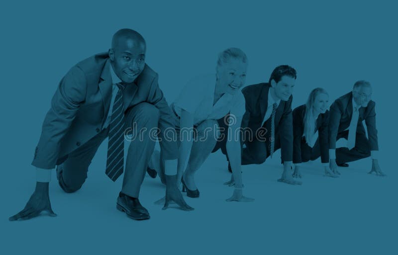 Concept van het bedrijfsmensen Start de Concurrentie het Lopende Begin stock foto Concept van het bedrijfsmensen Start de Concurrentie het Lopende Begin stock foto