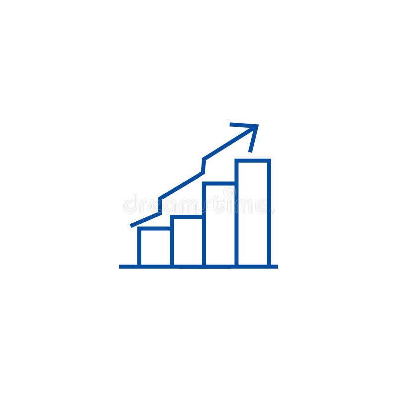 Concept van het de lijnpictogram van de bars het stijgende grafiek Vlakke vectorsymbool van de bars het stijgende grafiek, teken, vector illustratie Concept van het de lijnpictogram van de bars het stijgende grafiek Vlakke vectorsymbool van de bars het stijgende grafiek, teken, vector illustratie