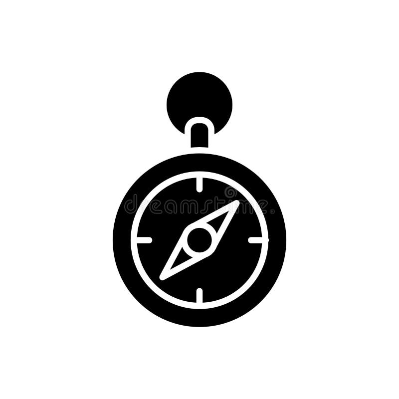 Concept van het de richtlijn het zwarte pictogram van het terreinkompas De richtlijn vlak vectorsymbool van het terreinkompas, te vector illustratie Concept van het de richtlijn het zwarte pictogram van het terreinkompas De richtlijn vlak vectorsymbool van het terreinkompas, te vector illustratie