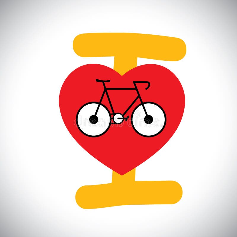 Concept vector of abstract bike icon with I love cycle message. royalty free illustration