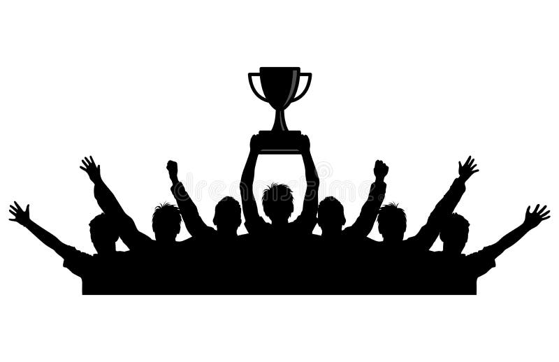 Champion Trophy Winners Celebration Silhouette Stock Vector