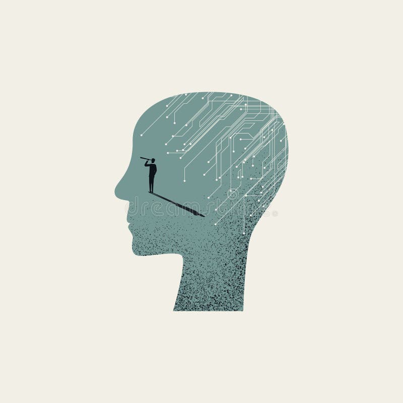 Concept vector pentru inteligență artificială. simbol al viitoarei rețele vizuale științifice. ilustrare minimă. stock illustration