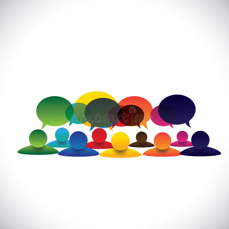 Concept vector of people group talking or employee discussions royalty free illustration