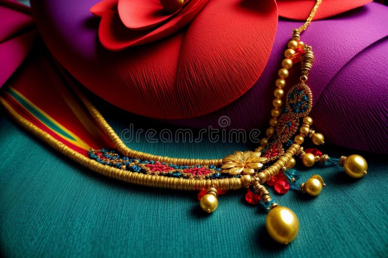 Vibrant Craft Bead Necklace A Macro Capture of Intricate Details. vector illustration.