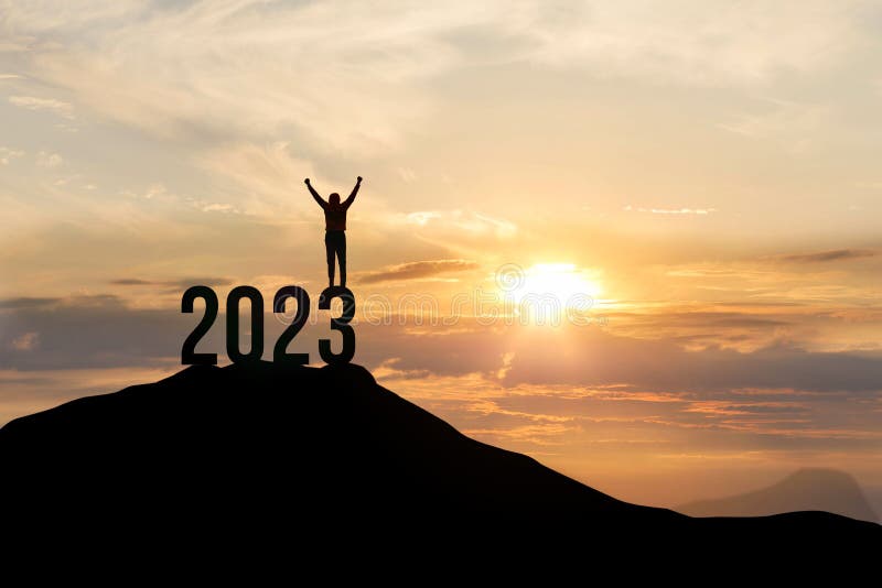 Concept of Victory and success in 2023 in business and in life