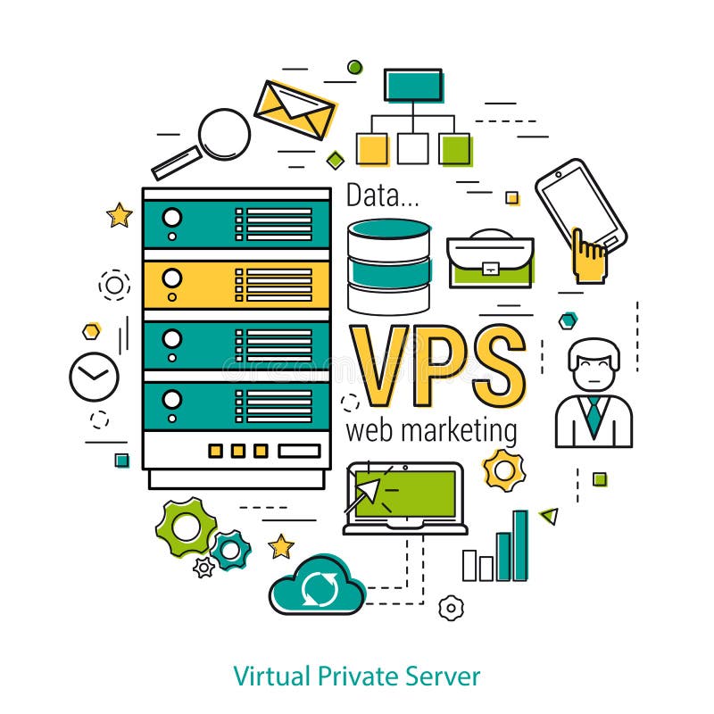 Concept VPS - Serveur Privé Virtuel Illustration Stock - Illustration du  protocole, dédié: 85327601