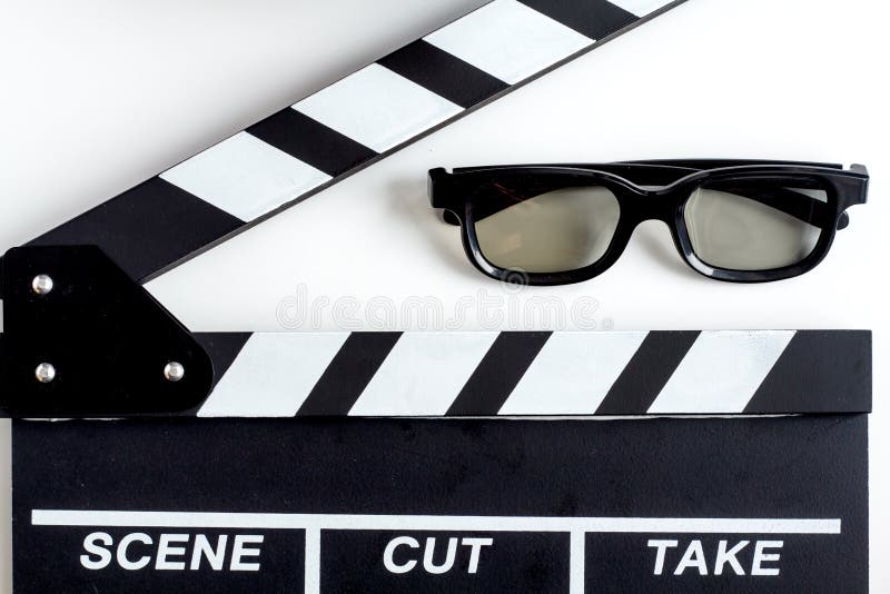 Concept of watching movies with popcorn top view white background