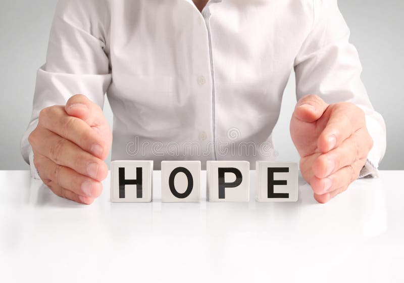 Concept word forming box in hand royalty free stock photos