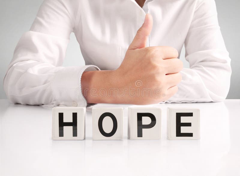 Concept word forming box in hand royalty free stock photo