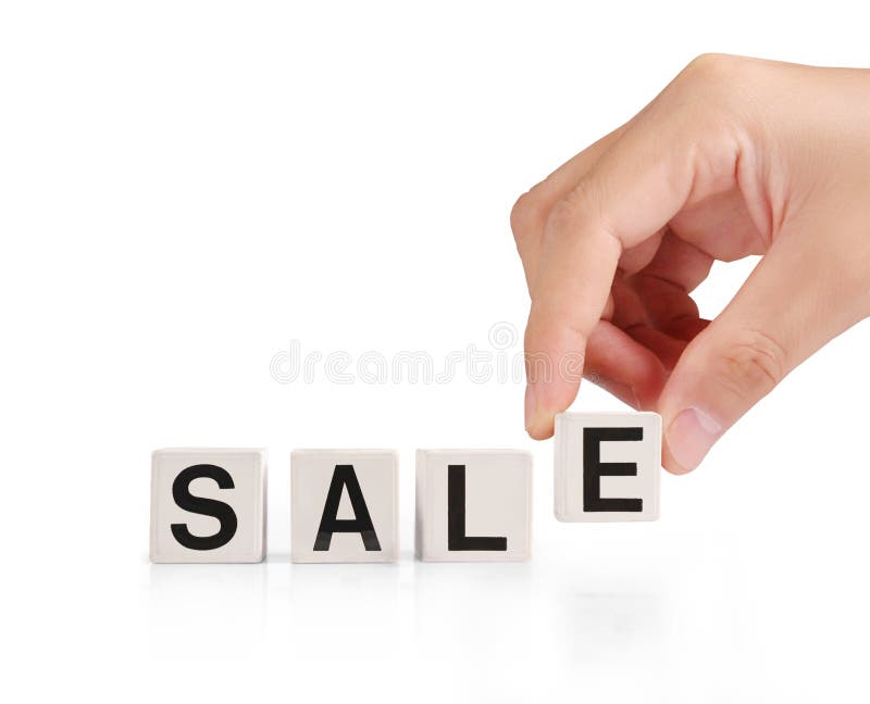 Concept word forming box in hand royalty free stock image