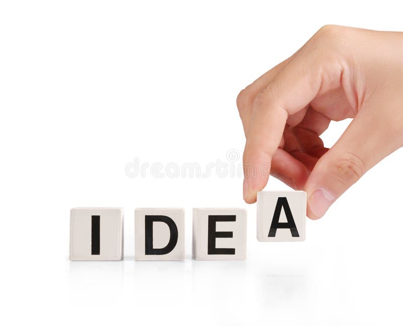 Concept word forming box in hand royalty free stock photography