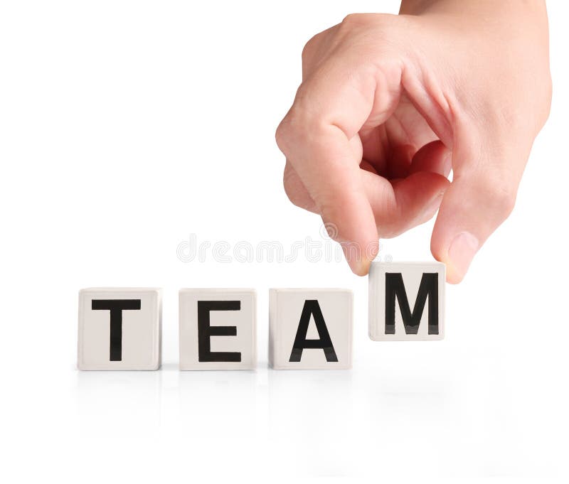 Concept word forming box in hand royalty free stock image