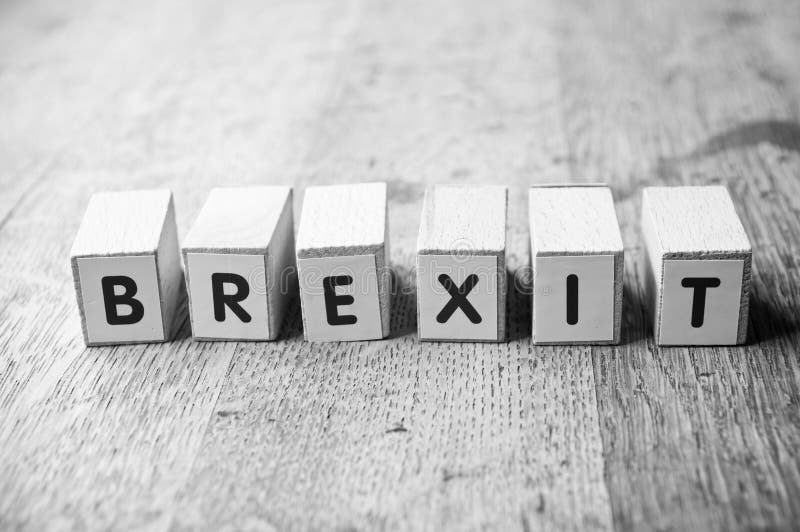 Concept word forming with cube - Brexit stock photography