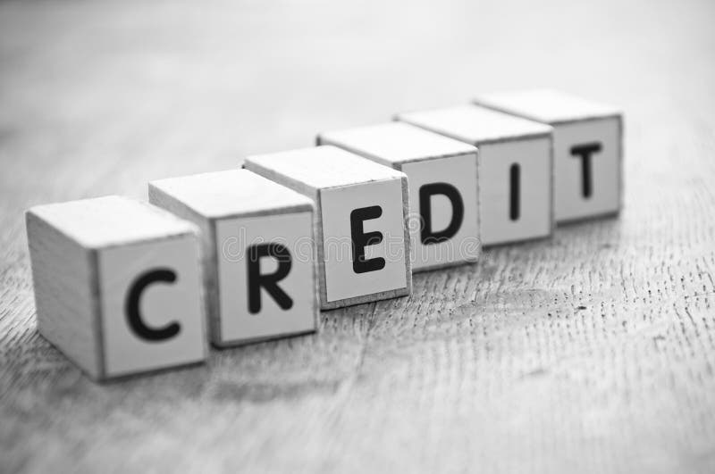 Concept word forming with cube - credit royalty free stock photo