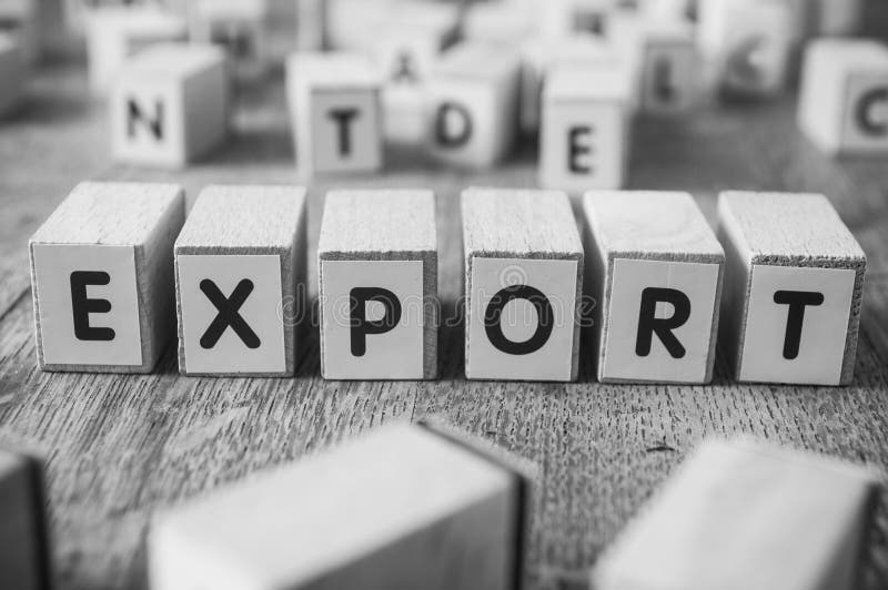 Concept word forming with cube - Export royalty free stock photos