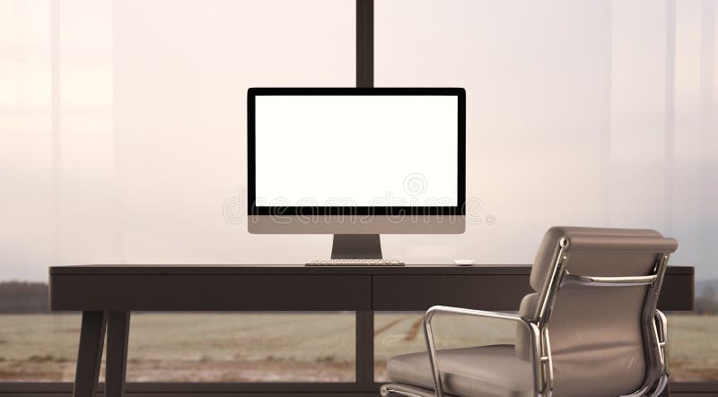 Concept of workspace with generic design computer stock photo