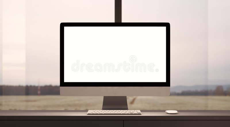 Concept of workspace with generic design computer stock photo