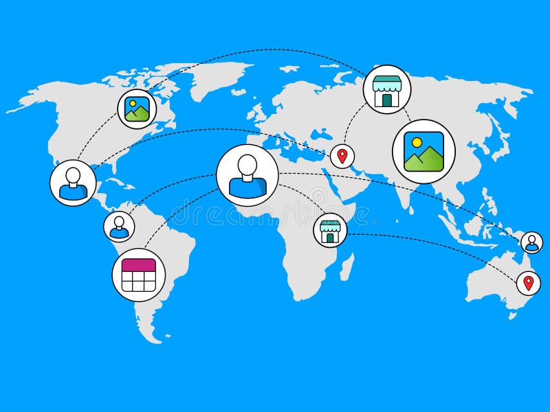 World map reflecting connectivity and globalization of products, services, as well as communication. World map reflecting connectivity and globalization of products, services, as well as communication