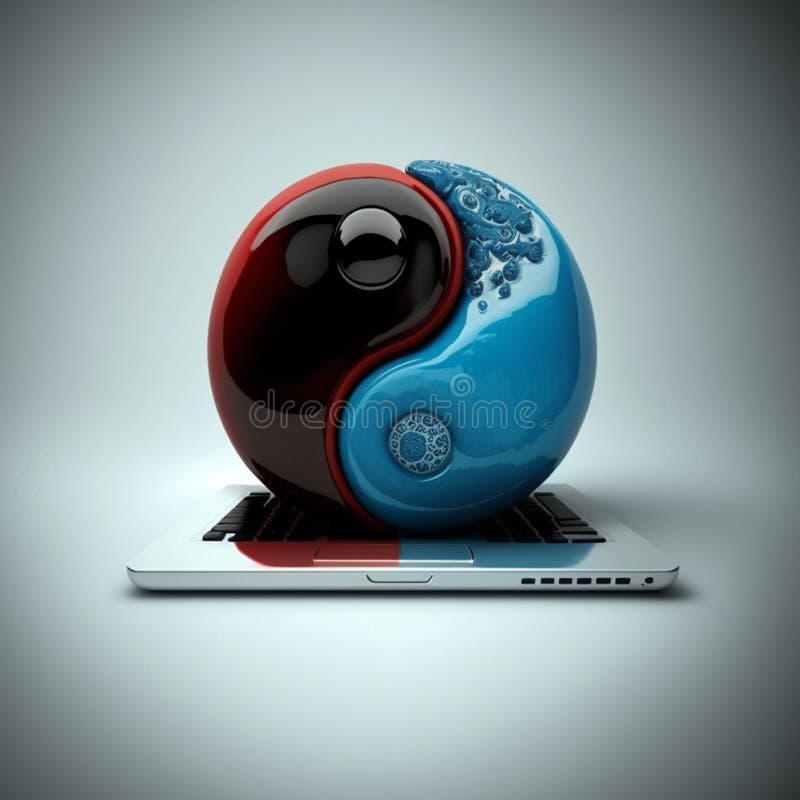 Concept yin et yang dans la technologie informatique illustration de vecteur