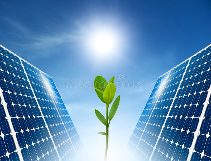 Concept zonnepaneel. Groene energie.