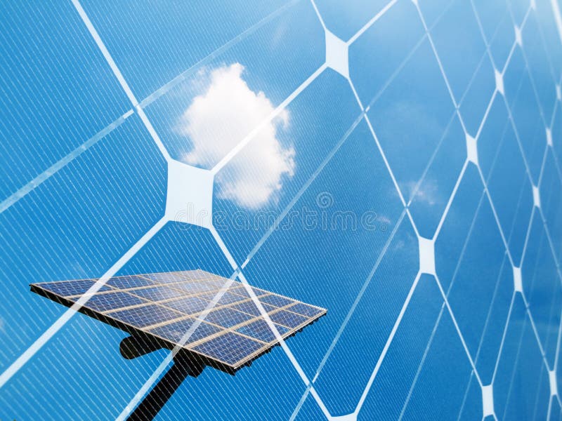 Photovoltaic panel montage under blue sky. Photovoltaic panel montage under blue sky