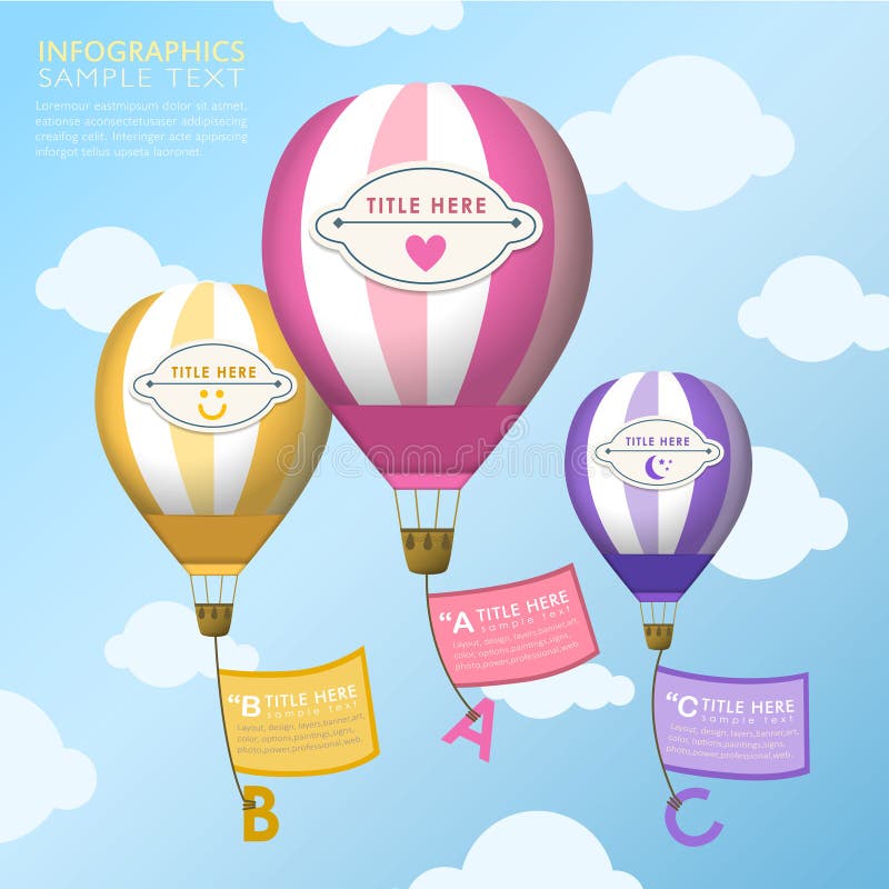 Conception chaude abstraite d'infographics de ballons à air illustration stock Conception chaude abstraite d'infographics de ballons à air illustration stock