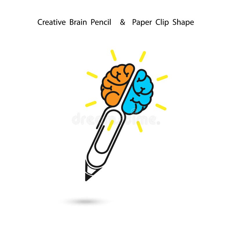 Conception créative de logo de crayon de cerveau, signe de trombone Concept d'ide illustration de vecteur Conception créative de logo de crayon de cerveau, signe de trombone Concept d'ide illustration de vecteur