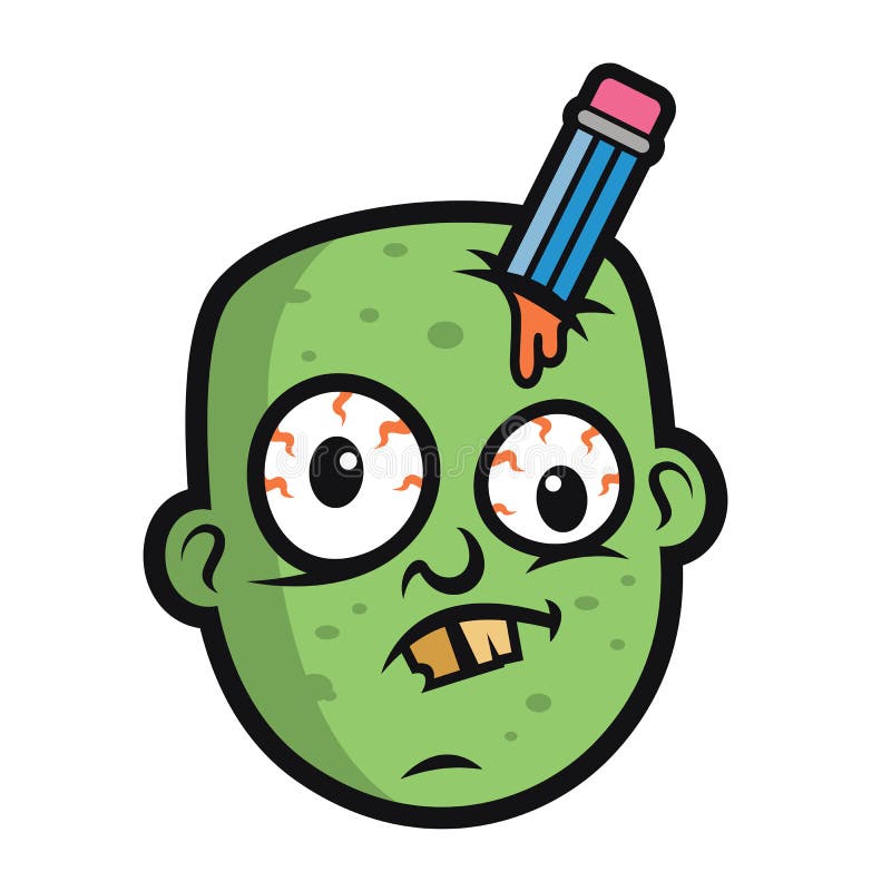 Conception D'Art Funny Zombie Head Character Illustration de Vecteur