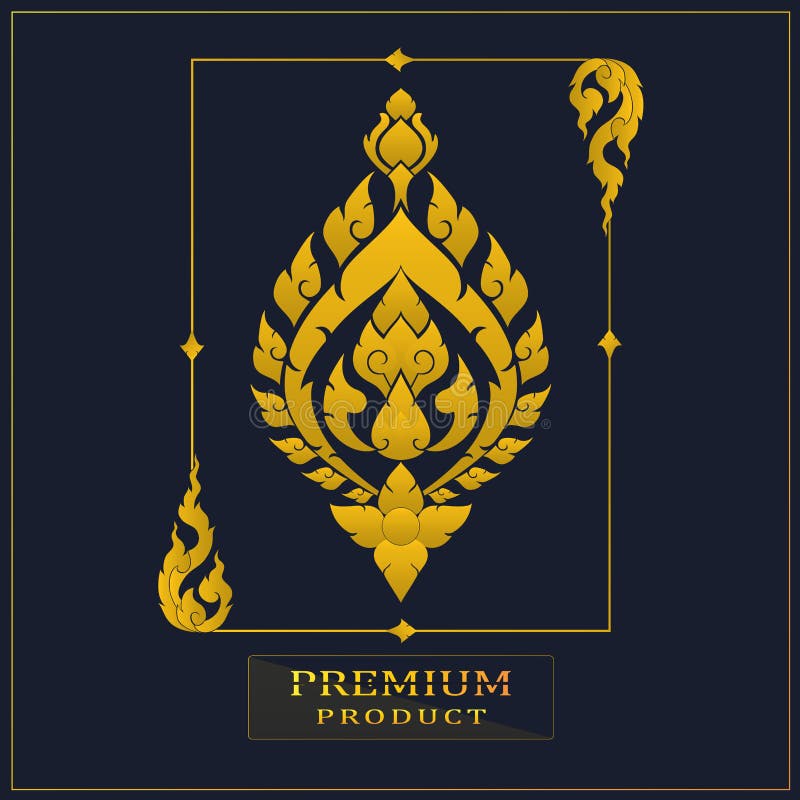 Conception d'or de modèle de vintage de luxe thaïlandais pour le logo, le label, l'icône, la marque pour votre produit ou l'embal