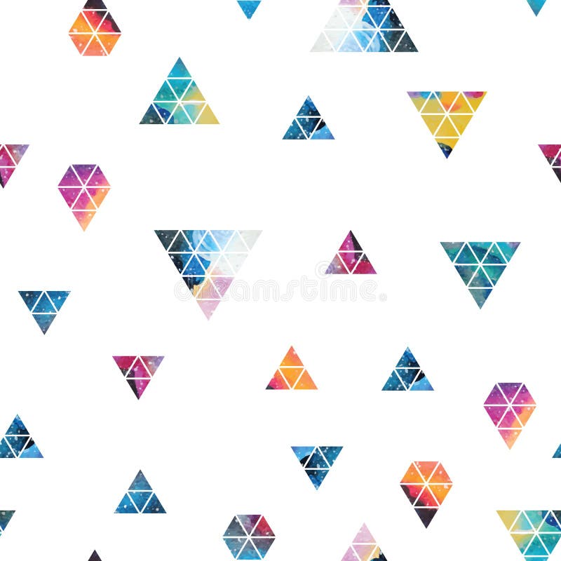 Conception d'espace triangulaire Ornement abstrait d'aquarelle illustration libre de droits Conception d'espace triangulaire Ornement abstrait d'aquarelle illustration libre de droits