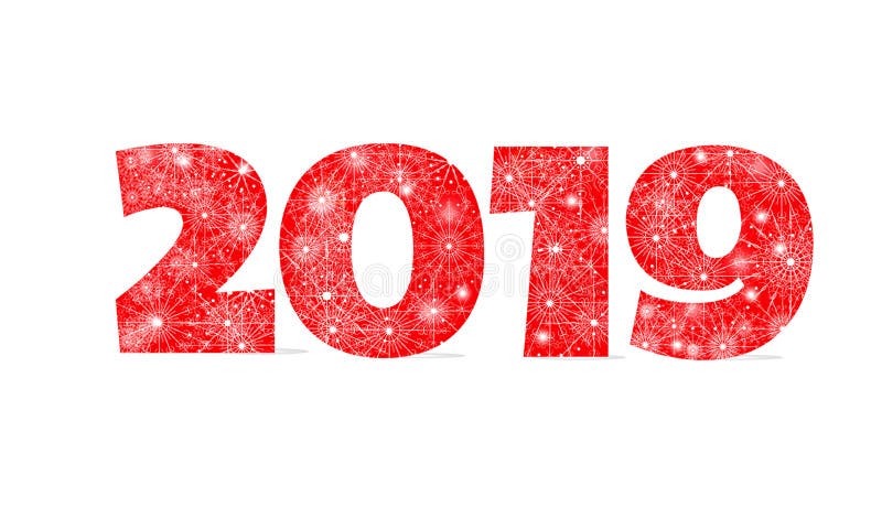 Conception d'hiver de vacances de bonne année 2019 nombres rouges d'ornement de Noël avec des flocons de neige d'isolement sur le illustration de vecteur Conception d'hiver de vacances de bonne année 2019 nombres rouges d'ornement de Noël avec des flocons de neige d'isolement sur le illustration de vecteur
