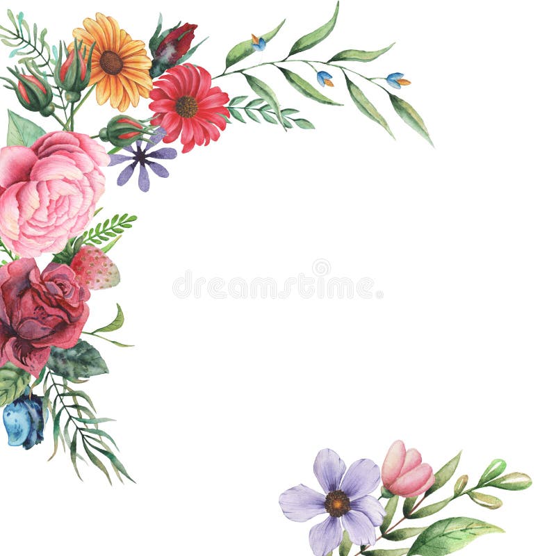 Conception d'invitation d'aquarelle avec le bouquet des fleurs Compositions florales peintes à la main d'isolement sur le fond bl illustration de vecteur Conception d'invitation d'aquarelle avec le bouquet des fleurs Compositions florales peintes à la main d'isolement sur le fond bl illustration de vecteur