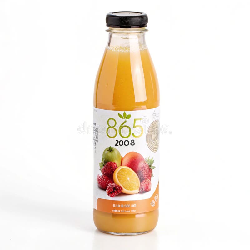 Conception d'une bouteille de jus avec illustration d'étiquette isolée sur blanc illustration de vecteur
