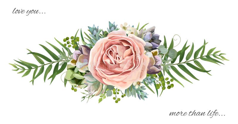 Conception de bouquet floral de vecteur : wa de Rose de lavande de pêche de rose de jardin