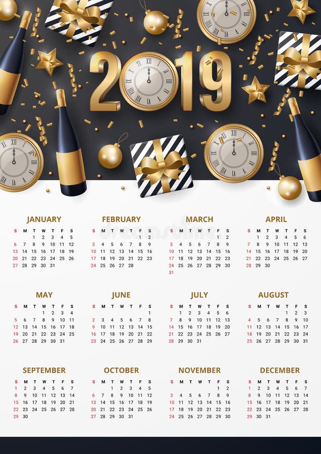 Conception de calendrier pour 2019 illustration de vecteur