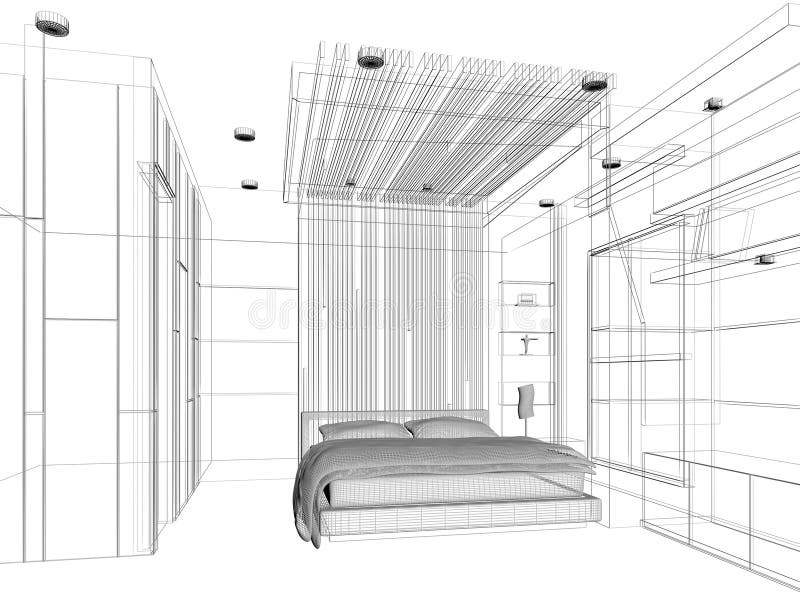Conception de croquis de chambre à coucher illustration libre de droits Conception de croquis de chambre à coucher illustration libre de droits