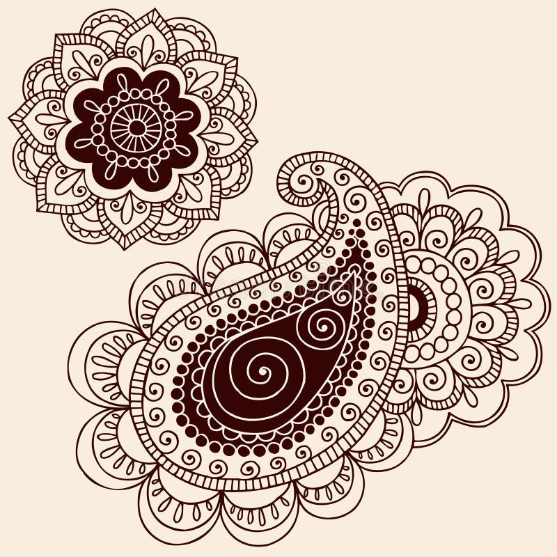 Conception de griffonnage de fleur de Mehndi Paisley de henné illustration stock Conception de griffonnage de fleur de Mehndi Paisley de henné illustration stock