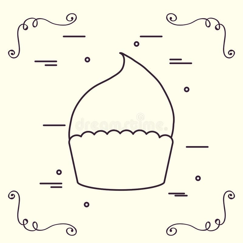 Conception de joyeux anniversaire. Les ornements et l'icône décoratifs de petit pain au-dessus du fond blanc dirigent l'illustration