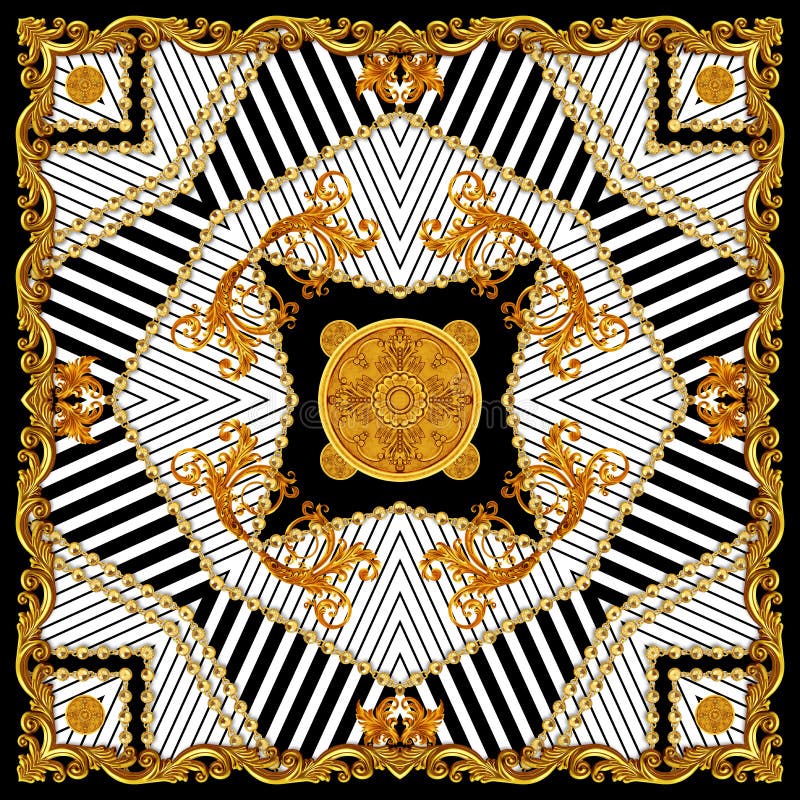 Conception de l'écorce pour l'impression en soie Empreinte mode carrée Modèle de style vintage avec des lignes prêtes pour le tex illustration stock Conception de l'écorce pour l'impression en soie Empreinte mode carrée Modèle de style vintage avec des lignes prêtes pour le tex illustration stock