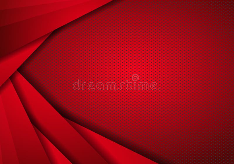 Conception de la technologie moderne rouge Contexte avec points Texture Résumé Conception moderne de matériaux texturés en fibre de carbone noir rouge pour fond, tapisserie Arrière-plan technologique avec bannière métallique Vecteur