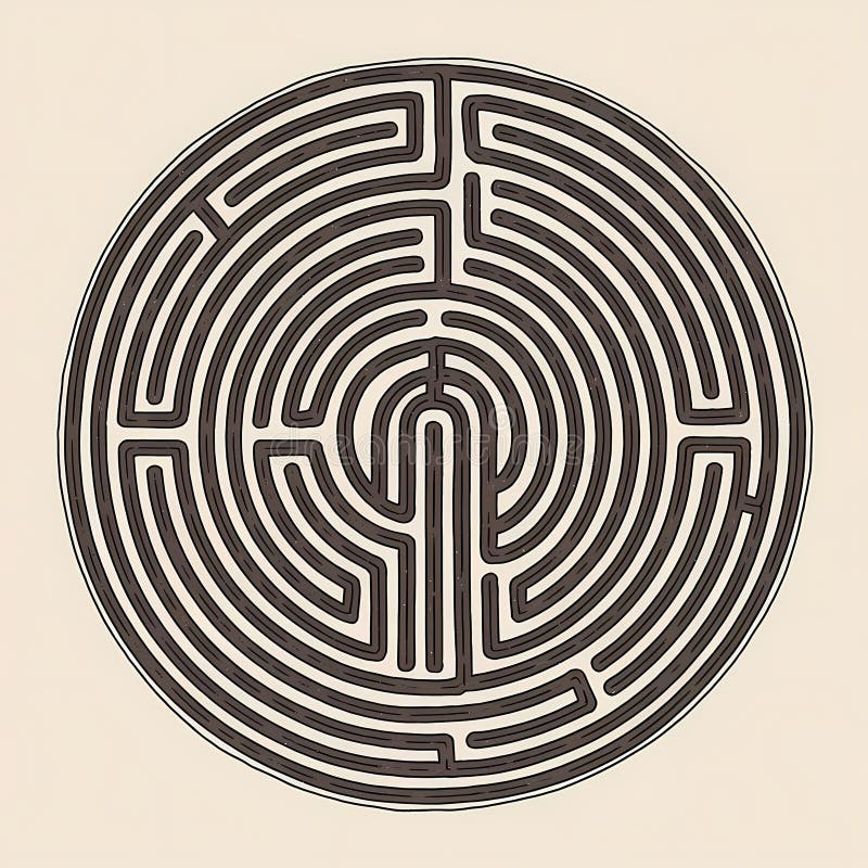 Conception de labyrinthe circulaire complexe symbolisant la complexité et le défi illustration libre de droits