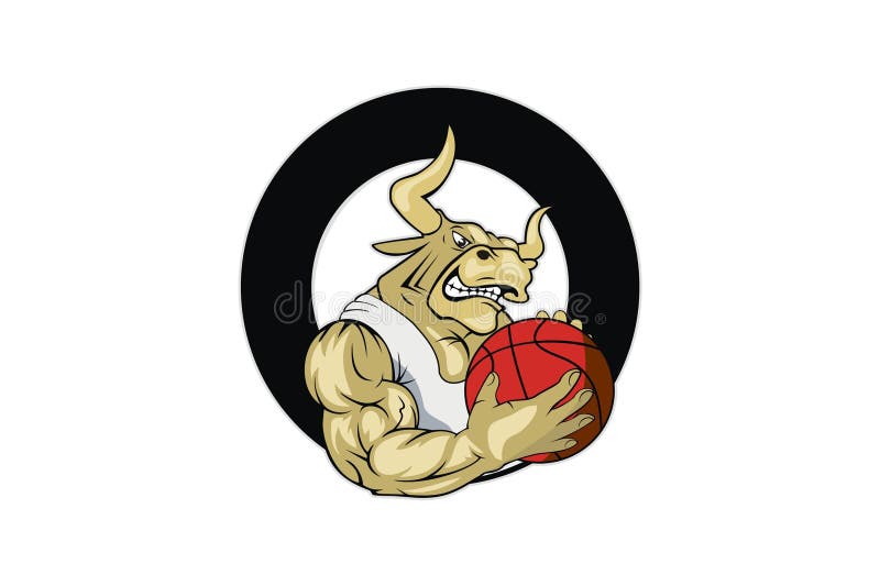 Conception de logo de basket-ball de Taureau illustration de vecteur Conception de logo de basket-ball de Taureau illustration de vecteur
