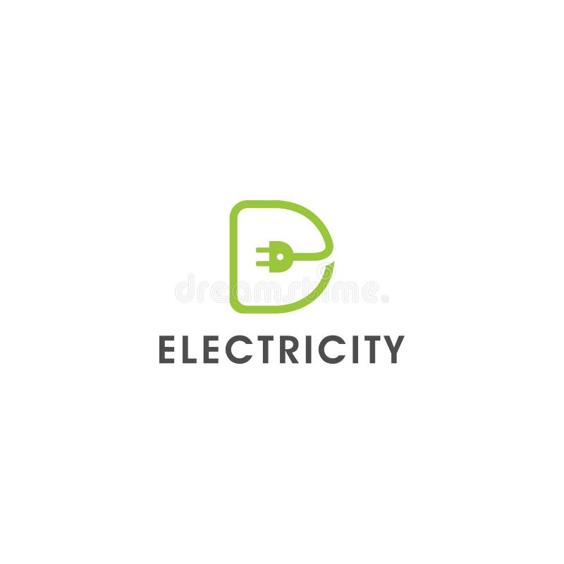 Conception de logo de vecteur de prise de l'électricité de la lettre D illustration stock Conception de logo de vecteur de prise de l'électricité de la lettre D illustration stock