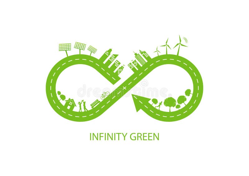 Conception de nature d'infini pour la ville verte et le concept amical d'écologie illustration stock Conception de nature d'infini pour la ville verte et le concept amical d'écologie illustration stock