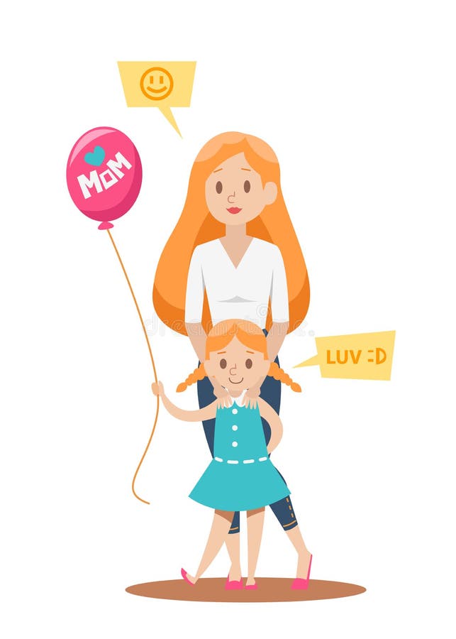 Conception de personnages heureuse de mère célibataire illustration libre de droits Conception de personnages heureuse de mère célibataire illustration libre de droits