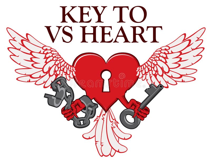 Conception de T-shirt avec la serrure dans la forme du coeur à ailes illustration de vecteur Conception de T-shirt avec la serrure dans la forme du coeur à ailes illustration de vecteur