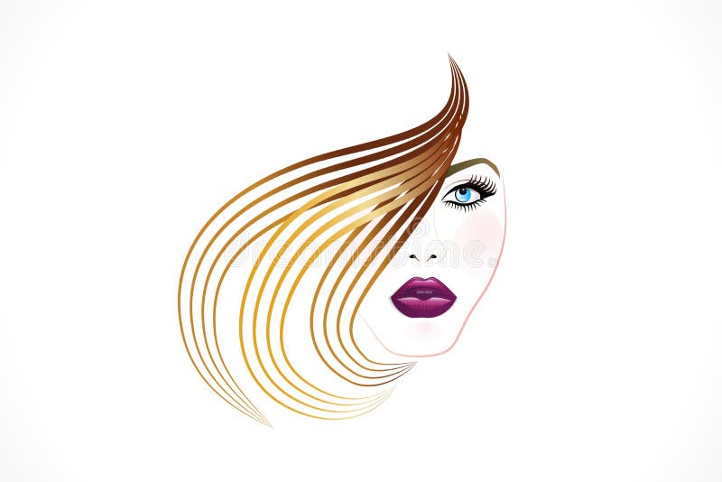 fille femme avec coiffure cheveux beau salon maquillage tête silhouette  logo vecteur icône symbole illustration design 6941662 Art vectoriel chez  Vecteezy