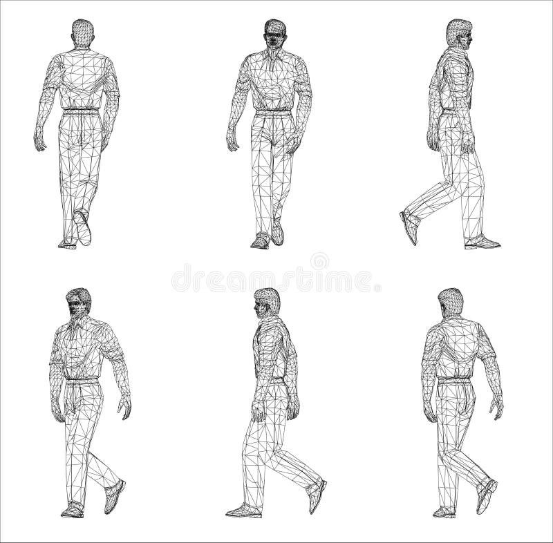 Homme Courant Conception Polygonale Modèle 3D De L'homme Dessin