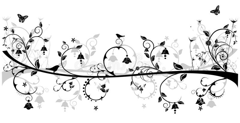 Conception florale avec des oiseaux illustration libre de droits Conception florale avec des oiseaux illustration libre de droits